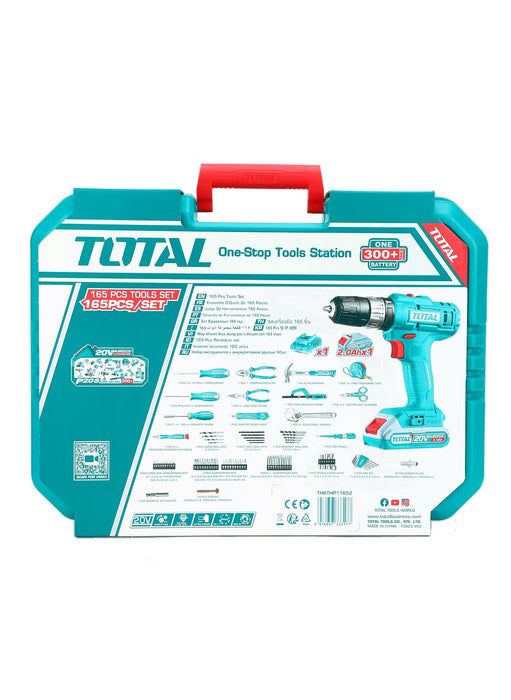 Tool set with 12-volt charging drill, 165 pieces from TOTAL 