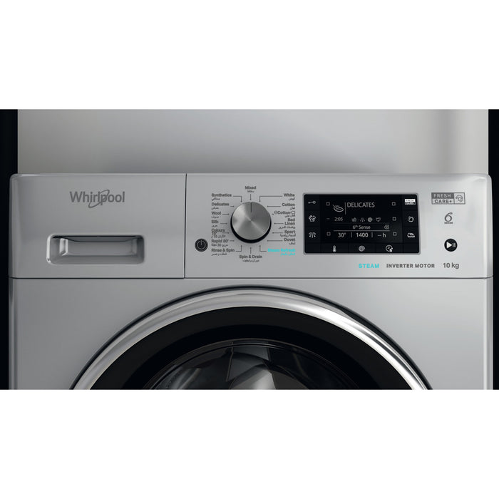 غسالة فل اتوماتك سعة 10 ك لون فضي من Whirlpool