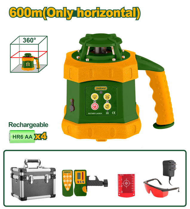 جهاز ليزر دوار أفقي 360 درجة مع ريموت ومستقبل إشارة مدى 600 متر من جادايفر Jadever