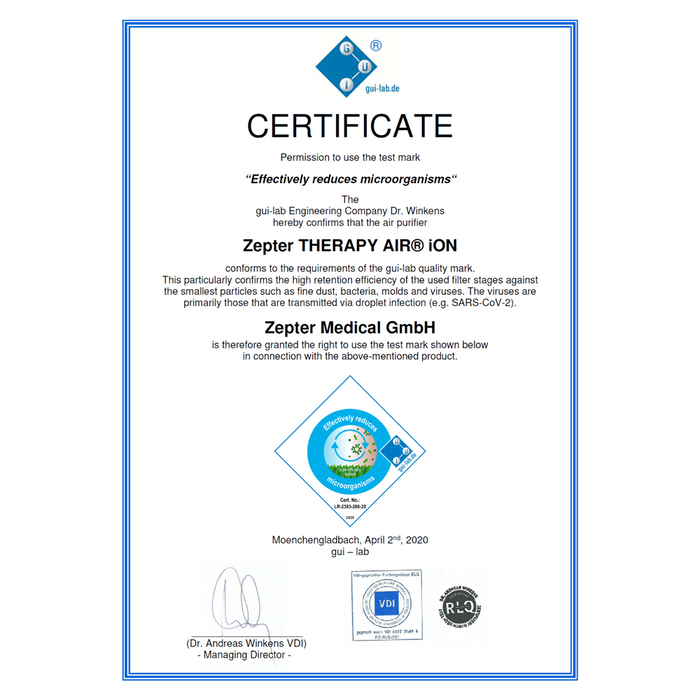 جهاز تنقية الهواء THERAPY AIR® iON من سبترا Zepter