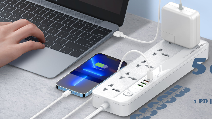 وصلة كهرباء ينفيرسال 5 مخارج مع 6 مخارج شحن USB من لدينيو LDNIO