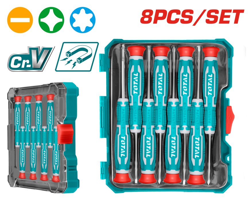 TOTAL 8PCs Precision Screwdriver Set (THT250826)