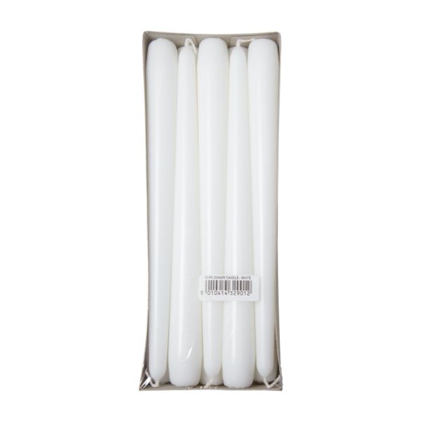 Price's Set of 10 Dinner Candles - White