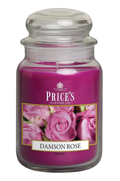 Price's brand Large Candle Jar with Lid - Damson Rose