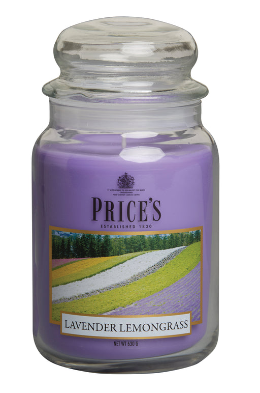 Price's brand Large Candle Jar with Lid - Lavender & Lemongrass