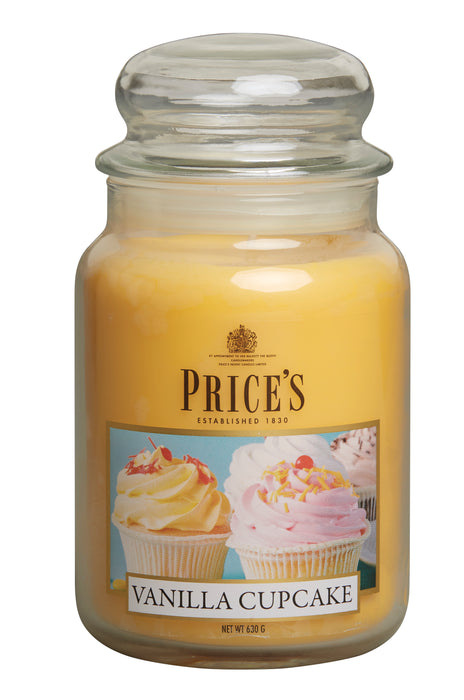 Price's brand Large Candle Jar with Lid - Vanilla Cupcake