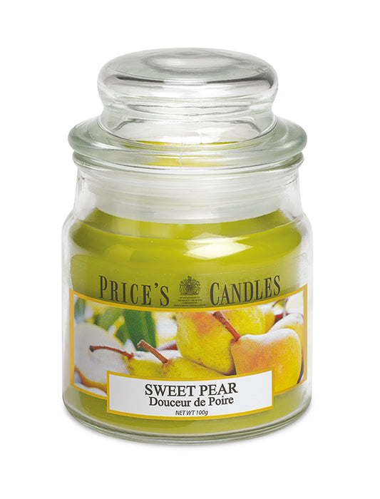 Price's brand Medium Candle Jar with Lid - Sweet Pear