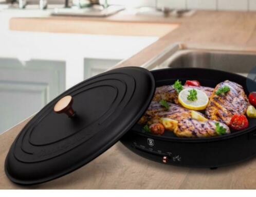 Berlinger Haus Electric Grill with Lid - Black-Rose