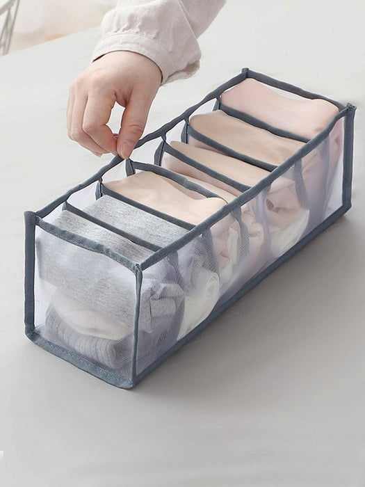 ARMN brand TidyFold 7-Compartment Drawer Organizer - Gray & Translucent