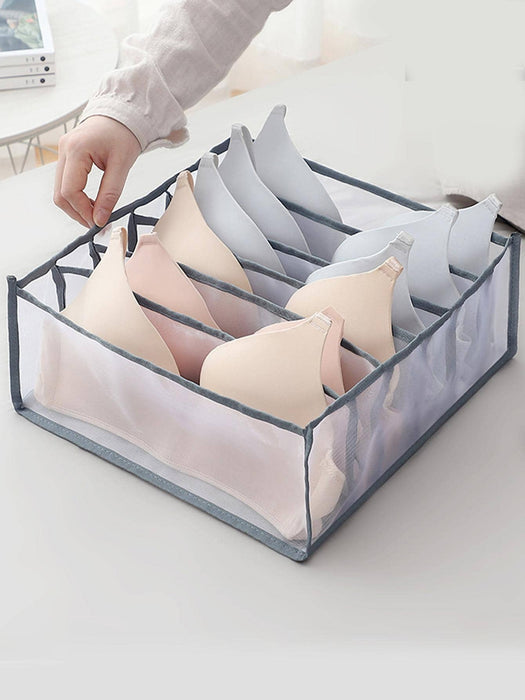 ARMN brand TidyFold 6-Compartment Drawer Organizer - Gray & Translucent