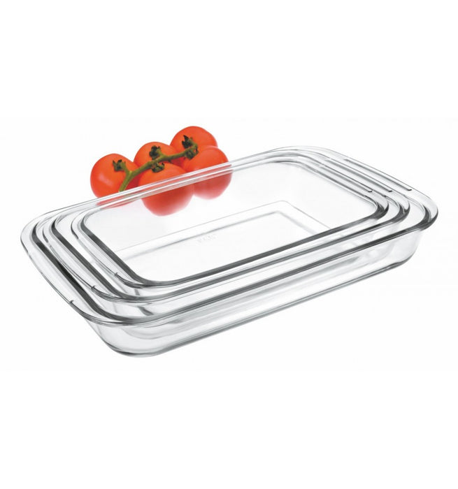 Ibili brand Kristall Set of 3 Rectangular Glass Trays