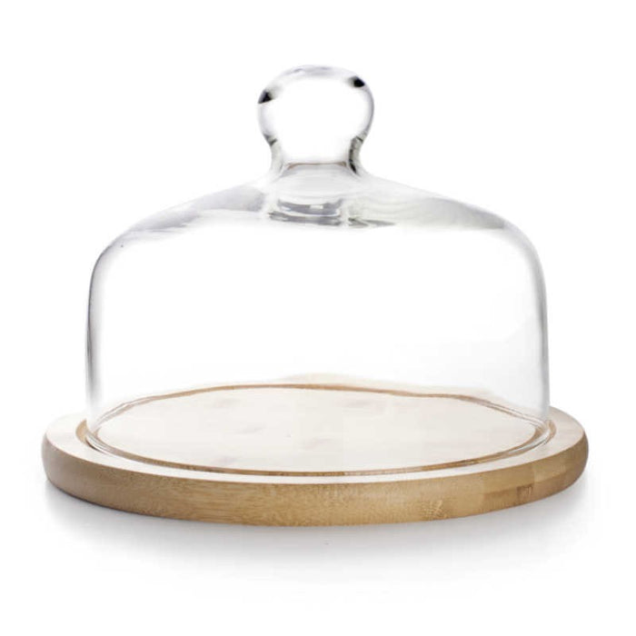 Ibili Cake Stand with Glass and Bamboo Lid 26cm