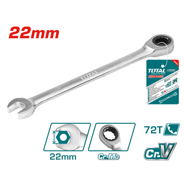 Total 22mm ratchet crank wrench 