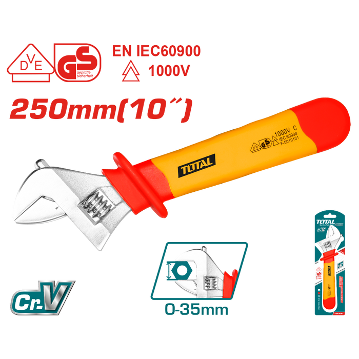 Total insulated adjustable wrench 