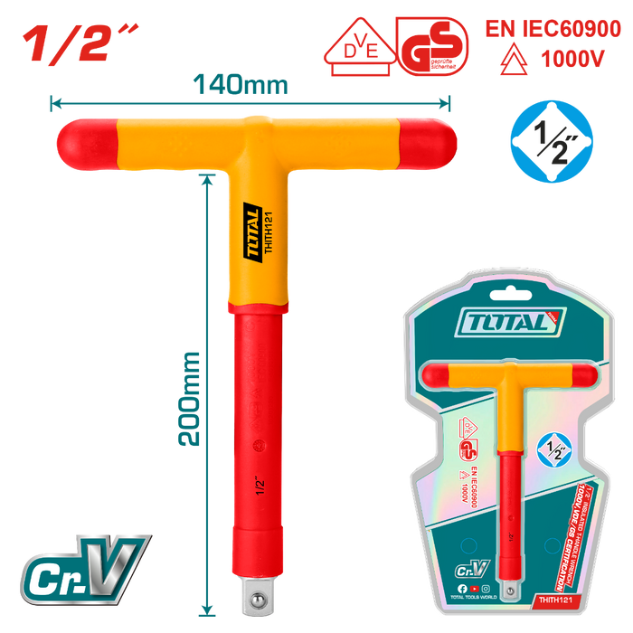 مفتاح ربط مقبض على شكل حرف T معزول 1/2 " من توتال